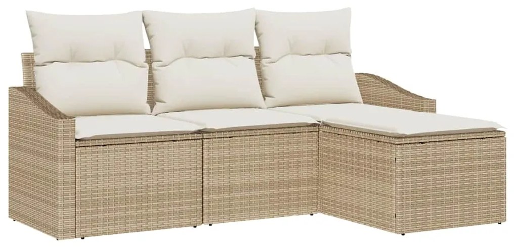 vidaXL Σετ Καναπέ Κήπου 4 pcs Μπεζ Πολυ ράταν