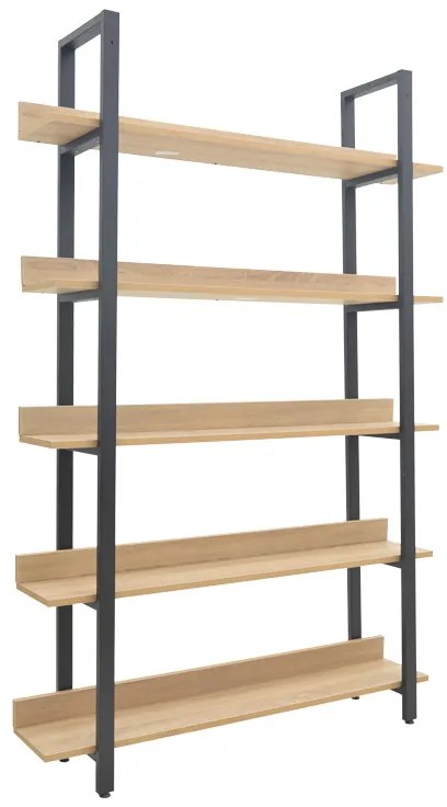 Βιβλιοθήκη Almond pakoworld σε oak-μαύρη απόχρωση 120x29x185εκ