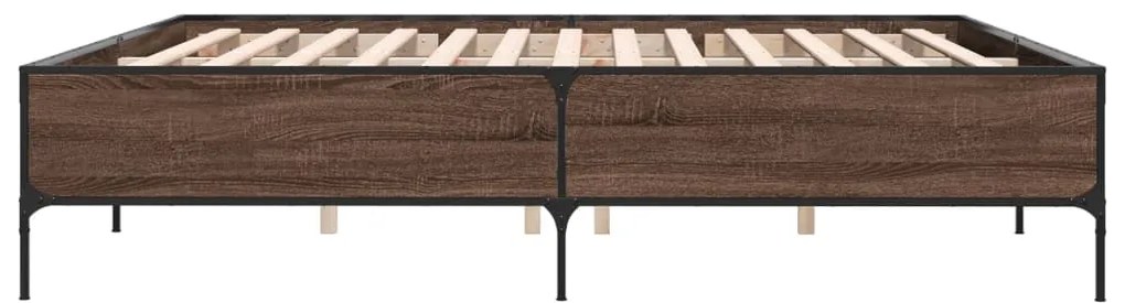 vidaXL Πλαίσιο Κρεβατιού Καφέ Δρυς 180x200 εκ. Επεξ. Ξύλο &amp; Μέταλλο