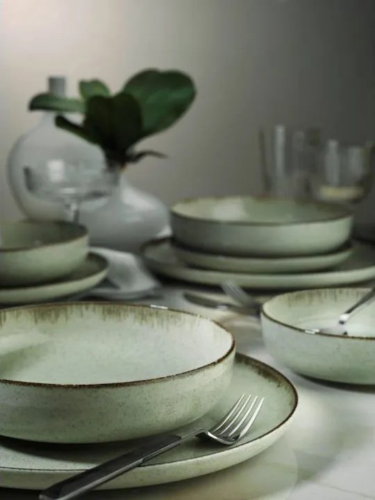 Σερβίτσιο Πιάτων Πορσελάνης Pearl Mood Πράσινο – Σετ 24τμχ - Kutahya Porselen