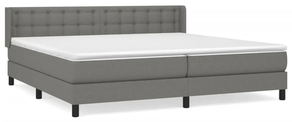 Κρεβάτι Boxspring με Στρώμα Σκούρο Γκρι 200x200 εκ. Υφασμάτινο - Γκρι