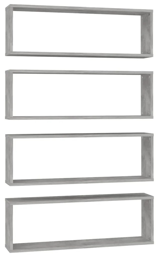 vidaXL Ράφια Κύβοι Τοίχου 4 τεμ. Γκρι Σκυρ. 80x15x26,5 εκ. Επεξ. Ξύλο