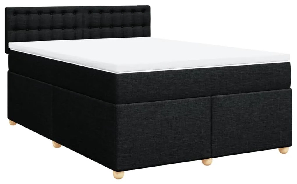 vidaXL Κρεβάτι Boxspring με Στρώμα Μαύρο 140x190 εκ. Υφασμάτινο