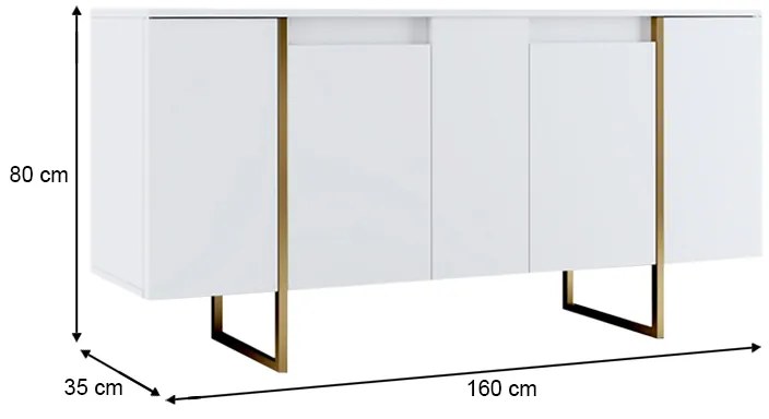 Μπουφές Luxe Megapap χρώμα λευκό - χρυσό 160x35x80εκ.