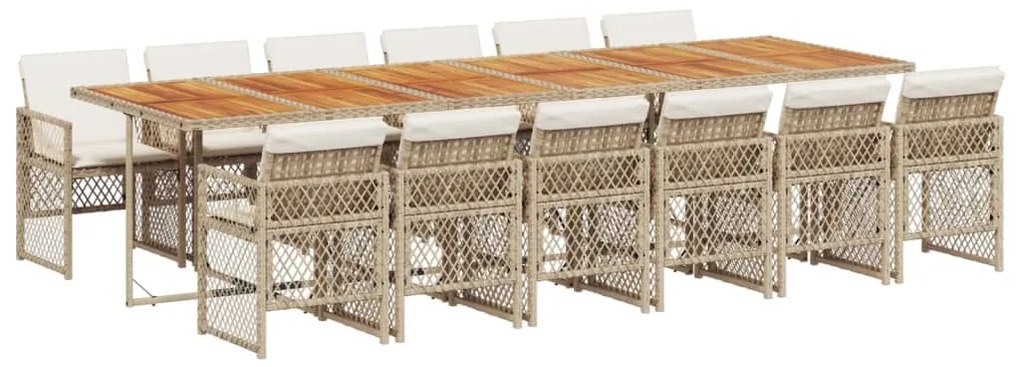 vidaXL Σετ Τραπεζαρίας Κήπου 13 τεμ. Μπεζ Συνθ. Ρατάν με Μαξιλάρια