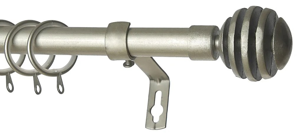 Κουρτινόξυλο Φ19mm Μονό Επεκτεινόμενο 120-210cm Με Άκρα Grace Silver 597188