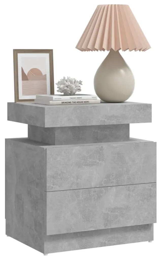 vidaXL Κομοδίνο Γκρι Σκυροδέματος 45 x 35 x 52 εκ. από Επεξεργ. Ξύλο