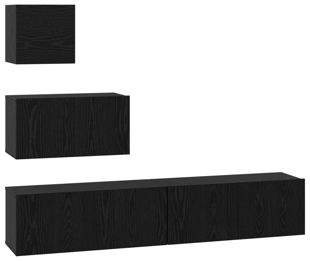 vidaXL Τηλεοπτική Κάβα Τοίχου 4 pcs Μαύρη δρυς 80 x 30 x 30.5 εκ