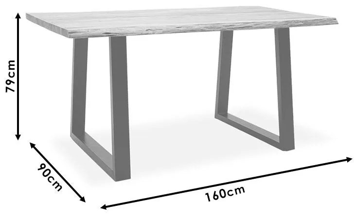 Τραπέζι Miles μασίφ ξύλο 4εκ φυσικό-πόδι μαύρο 160x90x79εκ