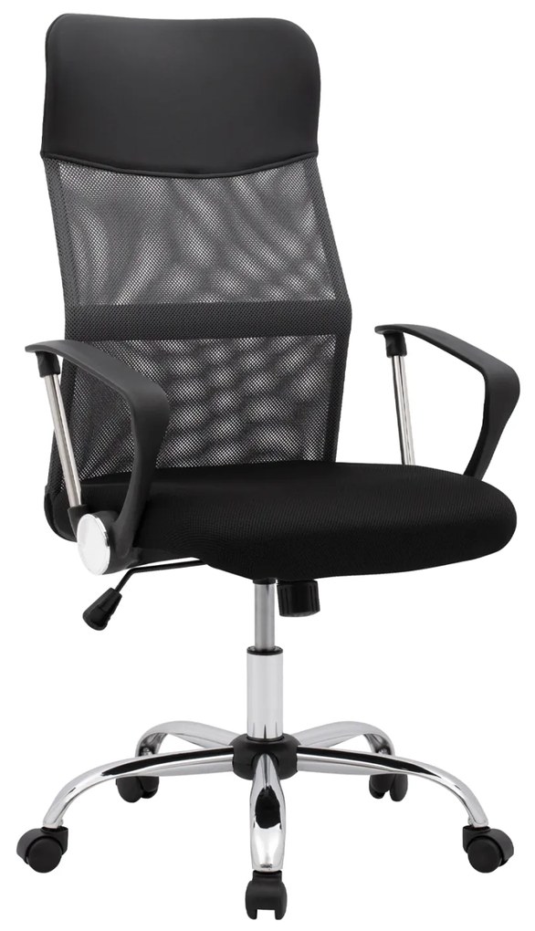 ΚΑΡΕΚΛΑ ΓΡΑΦΕΙΟΥ CABLE HM1000.10 ΜΑΥΡΟ ΓΚΡΙ MESH ΠΟΔΙ ΧΡΩΜΙΟΥ 61x58x118 εκ.