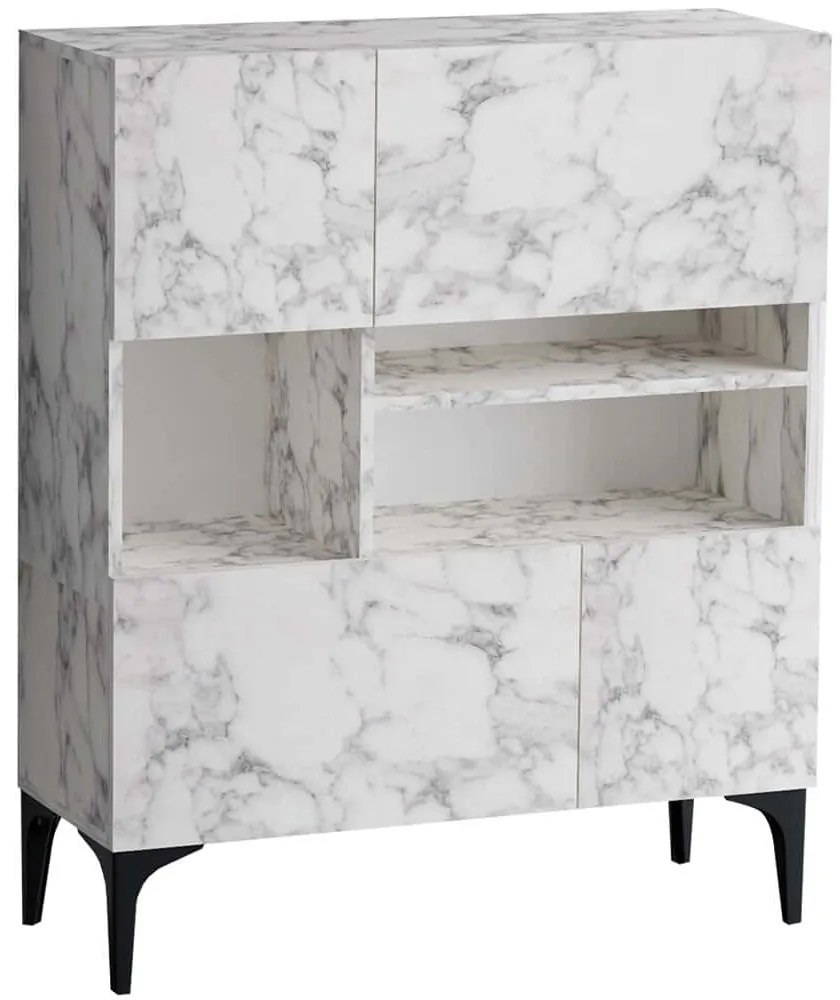 Μπουφές Krista 793ELG1813 100x125x35cm Marble Effect White Μοριοσανίδα, Μελαμίνη