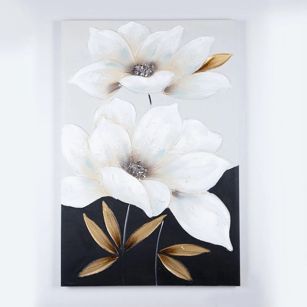 Πίνακας Σε Καμβά Λουλούδι 755-12056 60x90x3cm Black-Gold Estheti Home Κάθετοι Wood, Canvas