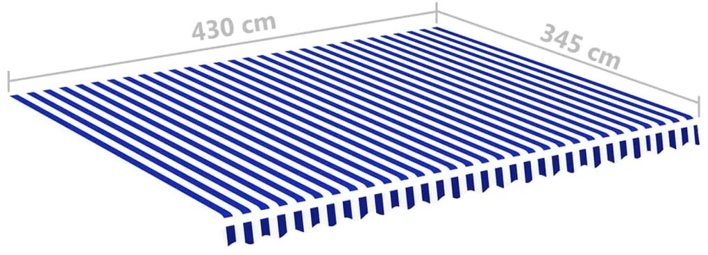 vidaXL Τεντόπανο Ανταλλακτικό Μπλε / Λευκό 4,5 x 3,5 μ.