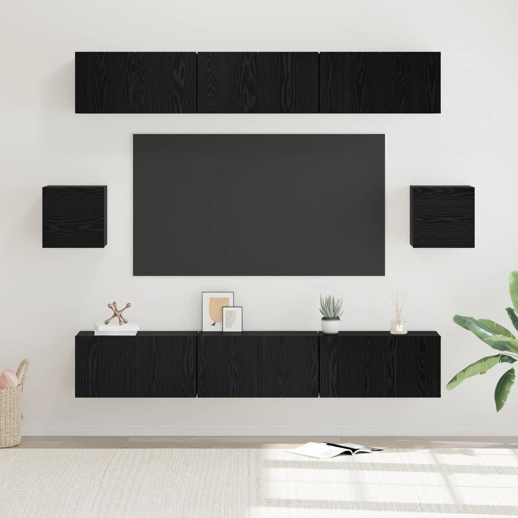 vidaXL Σετ επίπλου τηλεόρασης 8 pcs Μαύρη δρυς 60 x 30 x 30 cm