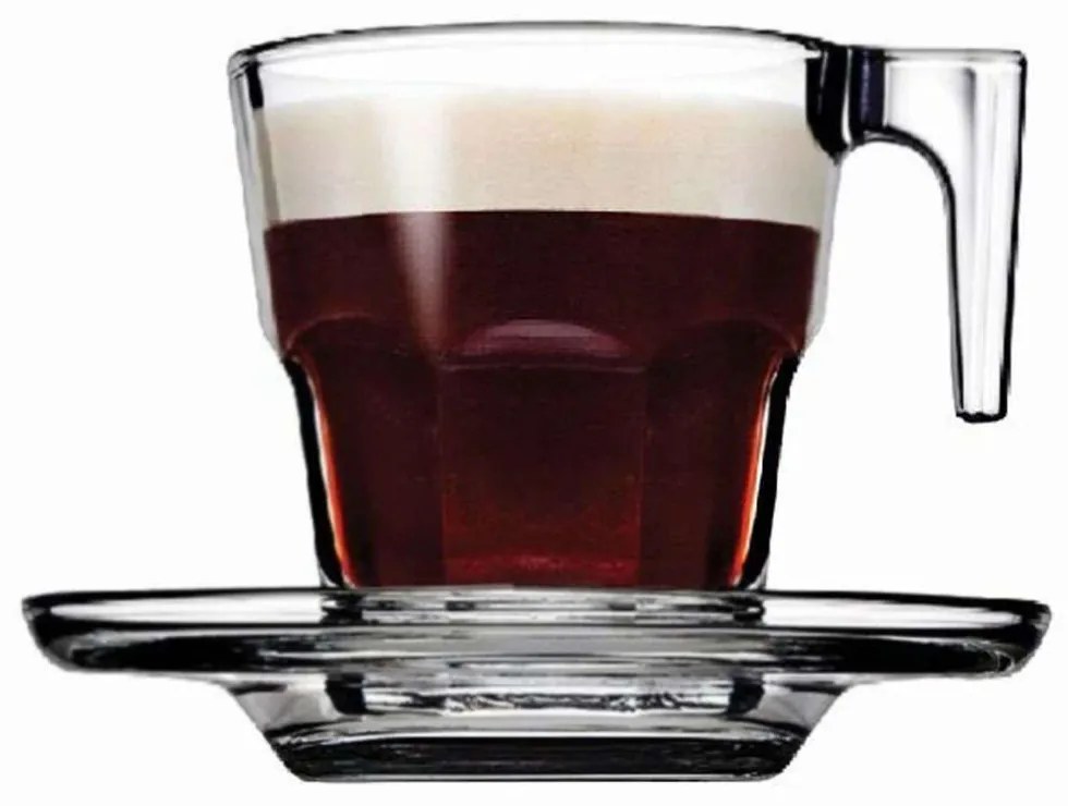Φλυτζάνι Καφέ Με Πιατάκι Casablanca SP95753G6 Φ5,9x6cm 70ml Clear Espiel Glass