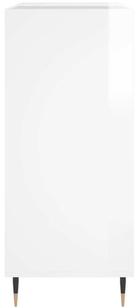 vidaXL Δισκοθήκη Γυαλιστερή Λευκή 84,5 x 38x 89 εκ. από Επεξεργ. Ξύλο