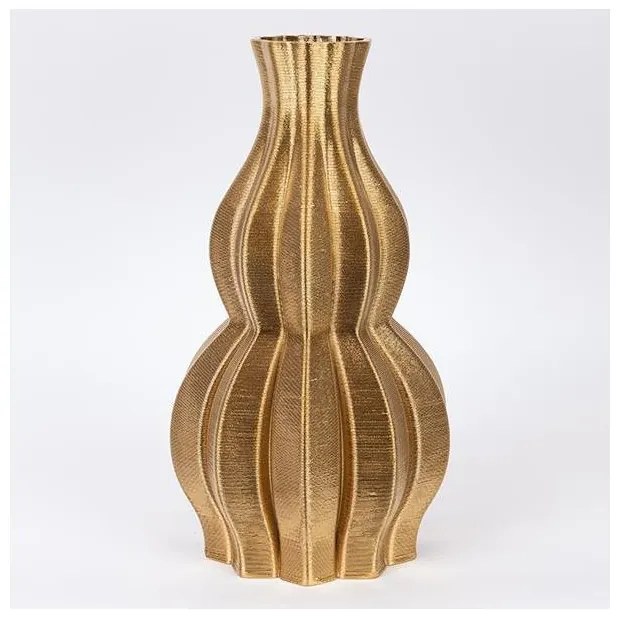Βάζο Πορσελάνινο 3d Χρυσό 19x19x35cm 752-21098 Estheti-752-21098-Χρυσό 752-21098