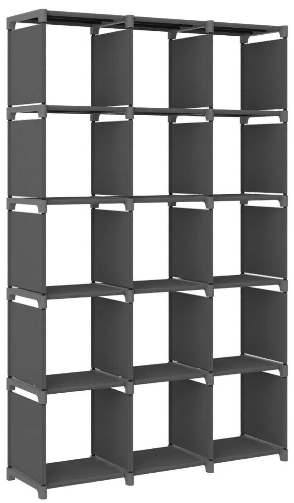 vidaXL Ραφιέρα με 15 Κύβους & Κουτιά Γκρι 103x30x175,5 εκ. Υφασμάτινη