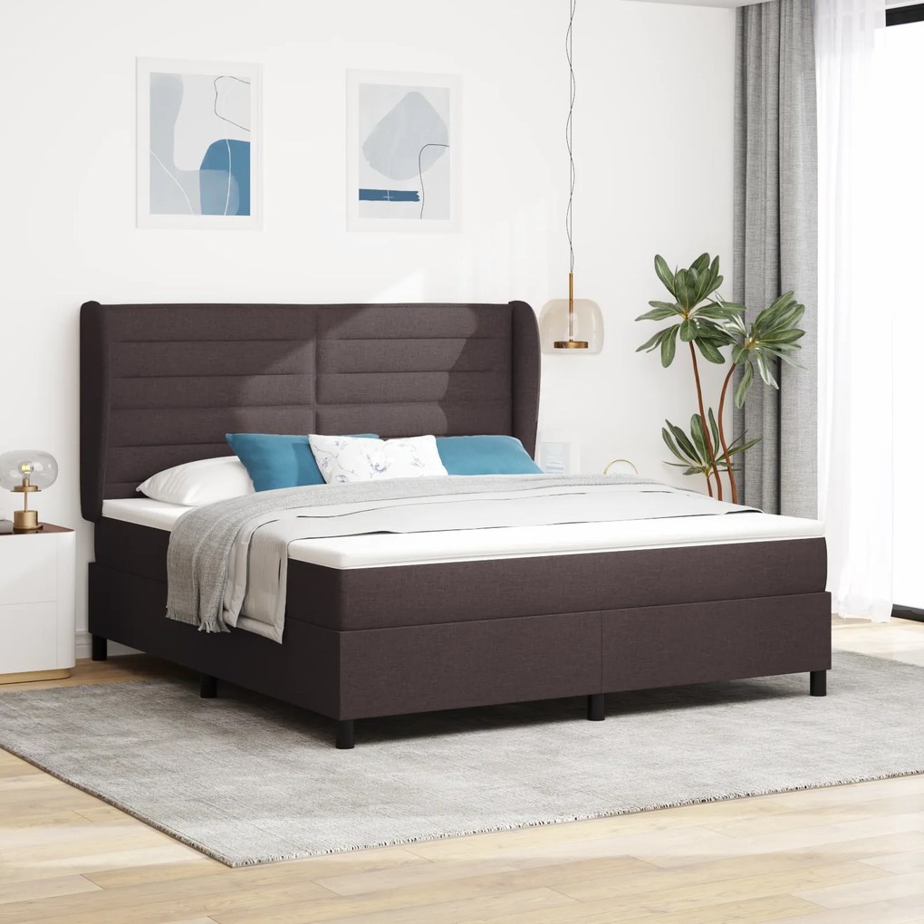 vidaXL Κρεβάτι με Στρώμα Σκούρο Καφέ 180x200 εκ. Υφασμάτινο