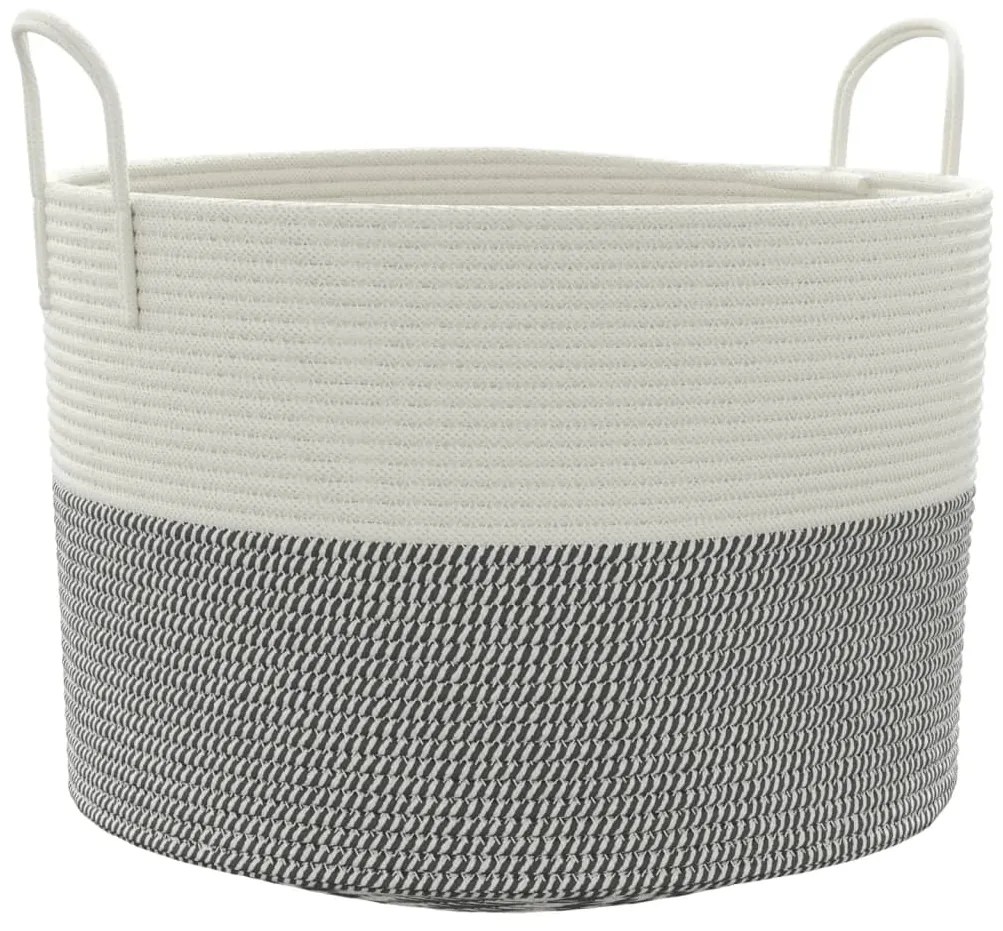 vidaXL Καλάθι Αποθήκευσης Γκρι και Λευκό Ø51 x 33 εκ. Βαμβακερό