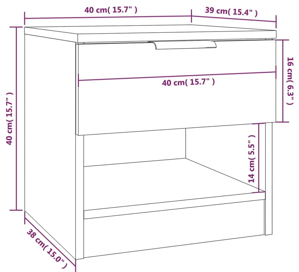 vidaXL Κομοδίνα 2 τεμ. Καπνιστή Δρυς από Επεξεργασμένο Ξύλο