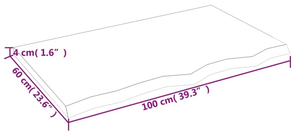 Ράφι Τοίχου Ανοιχτό Καφέ 100x60x(2-4)εκ. Επεξ. Μασίφ Ξύλο Δρυός - Καφέ