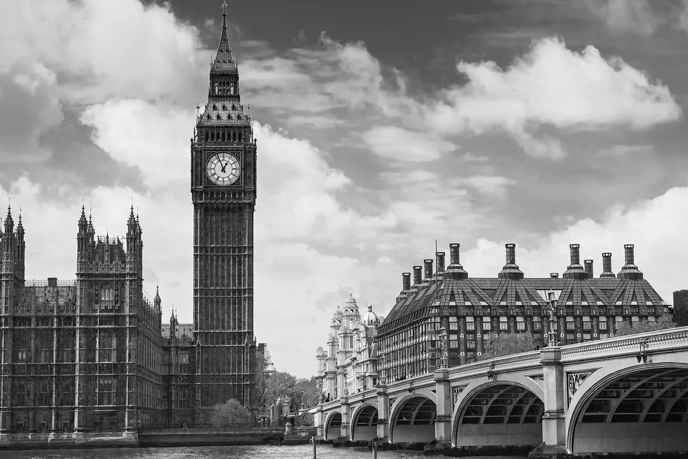 Φωτογραφία του Big Ben στο Λονδίνο σε ασπρόμαυρο - 120x80