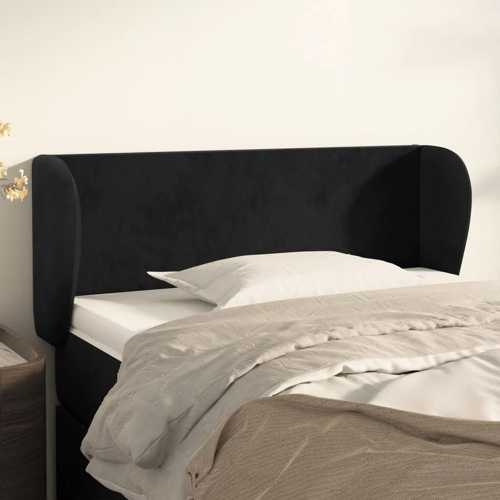 Κεφαλάρι με Πτερύγια Μαύρο 93x23x78/88 εκ. Βελούδινο 3116902
