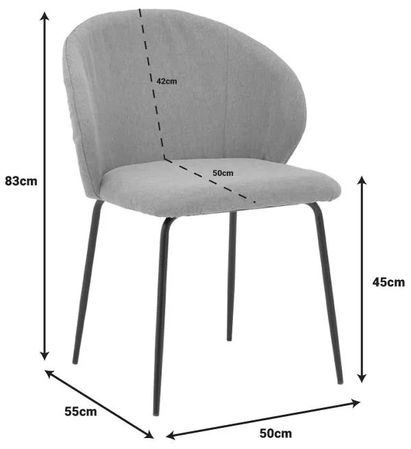 Καρέκλα Olympian ύφασμα σε γκρι-μπεζ απόχρωση με μαύρο μεταλλικό πόδι 50x55x83εκ 50x55x83 εκ.