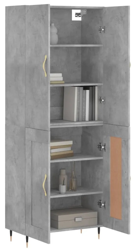 vidaXL Ντουλάπι Γκρι Σκυροδέματος 69,5x34x180 εκ. Επεξεργασμένο Ξύλο