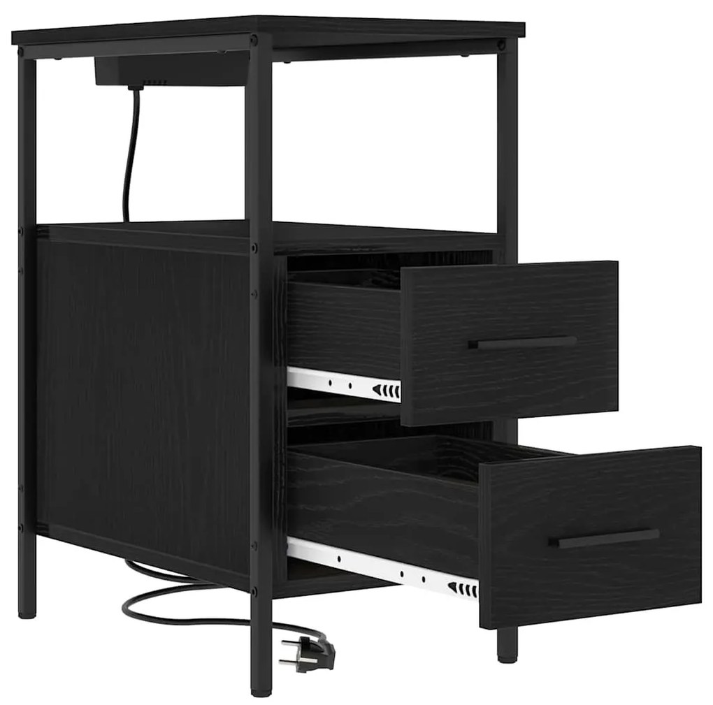 vidaXL Κομοδίνο Μαύρη δρυς 30 x 48 x 61 εκ Επεξεργασμένο ξύλο