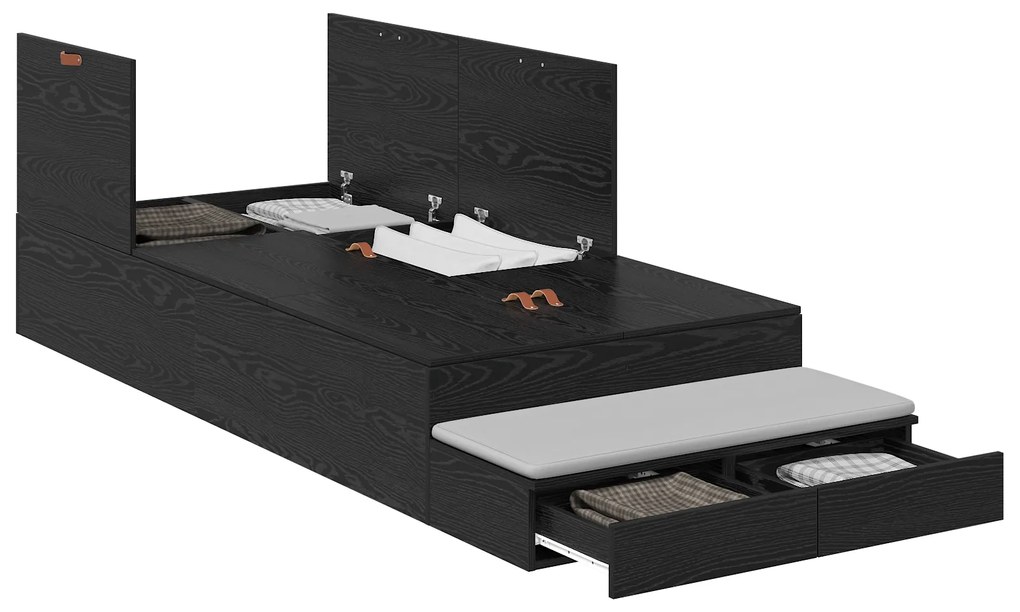 vidaXL Κρεβάτι με Αποθηκευτικό Χώρο Μαύρο Δρυς 90x190 εκ.