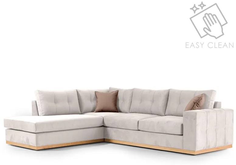 Γωνιακός καναπές δεξιά γωνία Boston pakoworld ύφασμα cream-mocha 280x225x90εκ