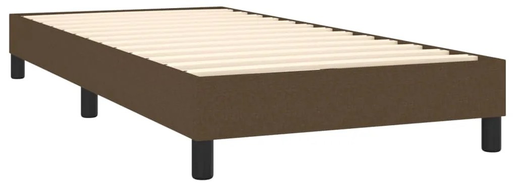 vidaXL Κρεβάτι Boxspring με Στρώμα Σκούρο Καφέ 100x200 εκ. Υφασμάτινο