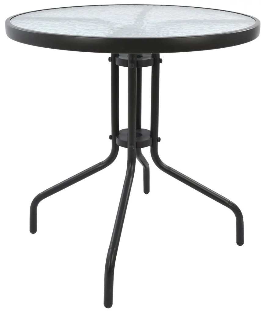 Τραπέζι LIMA Μεταλλικό Γκρί με Γυάλινη Επιφάνεια Φ70x70Υ εκ. 70x70x70 εκ.