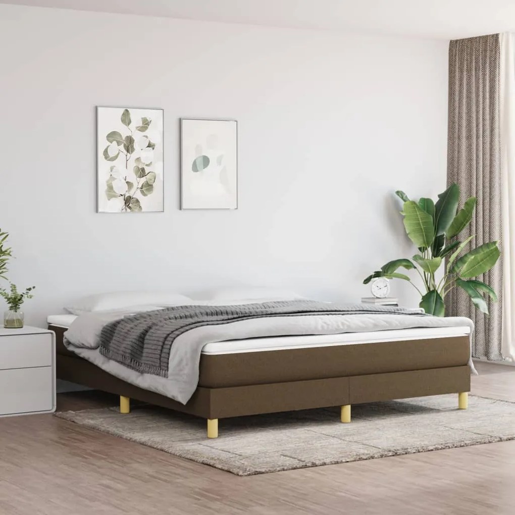 vidaXL Κρεβάτι Boxspring με Στρώμα Σκούρο Καφέ 160x200 εκ Υφασμάτινο