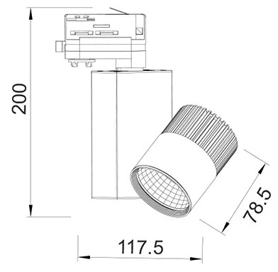 GREY LED TRACK LIGHT 15W 4000K 4WIRES 36° 1150LM 230V Ra80 - 4000K - BIENAL1540G4