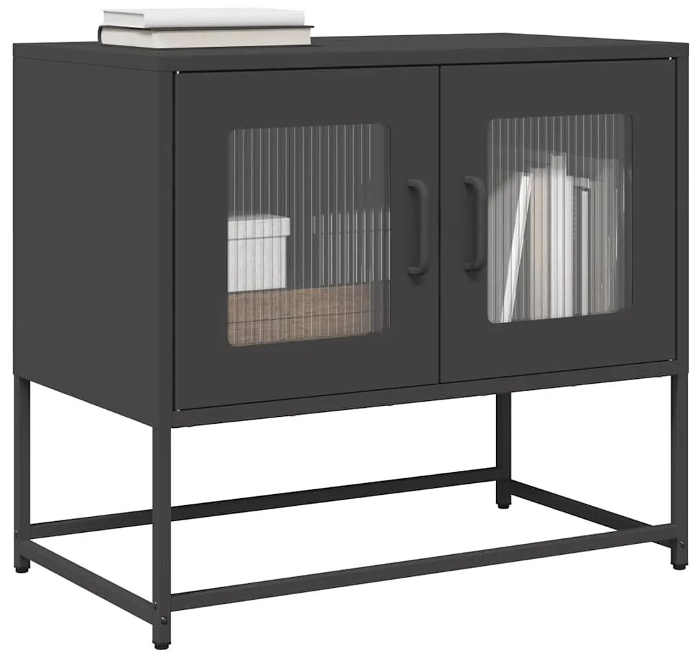 ντουλάπι τηλεόρασης vidaXL Μαύρο 68x39x60,5cm από χάλυβα ψυχρής έλασης