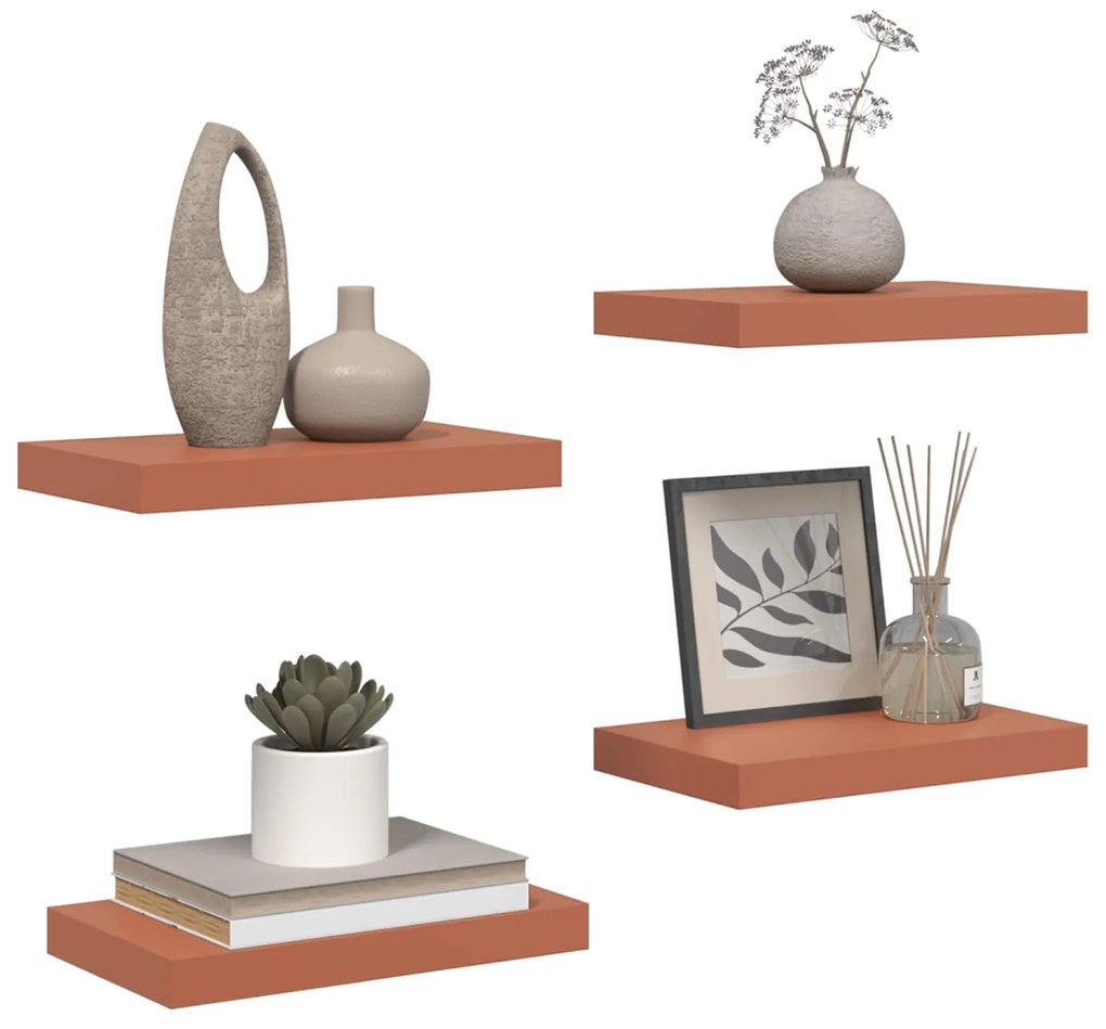 vidaXL Ράφι Τοίχου 4 pcs Κόκκινο 40 x 23,5 x 4 εκ Επεξεργασμένο ξύλο