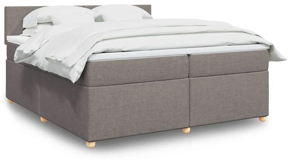 Κρεβάτι Boxspring με Στρώμα Taupe 200x200 εκ. Υφασμάτινο