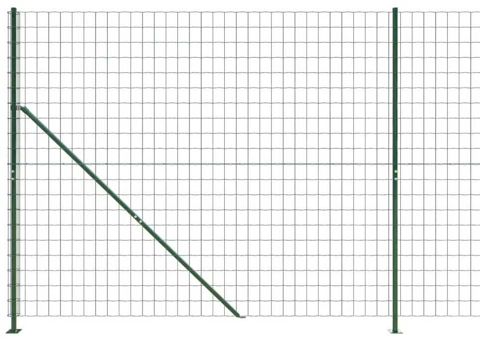 vidaXL Συρματόπλεγμα Περίφραξης Πράσινο 1,4 x 10 μ. με Βάσεις Φλάντζα