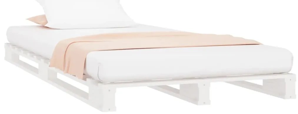 vidaXL Κρεβάτι Παλέτες Λευκό 75 x 190 εκ. Μασίφ Πεύκο Small Single