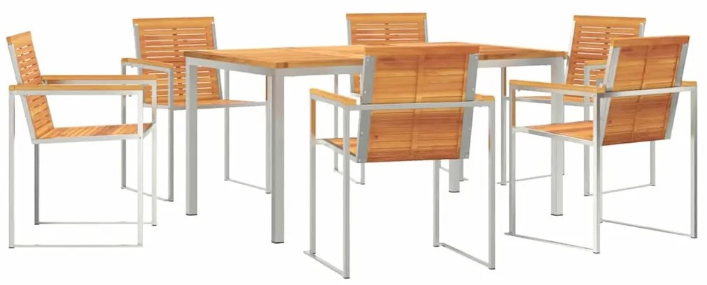 vidaXL Σέτ φαγητού για κήπο 7 pcs Σταθερό Ξύλο Ακακίας
