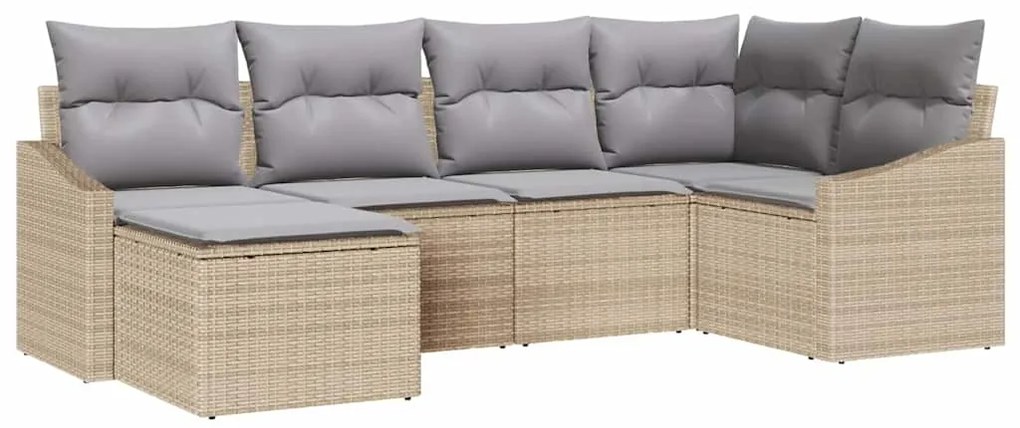 vidaXL Σετ Καναπέ Κήπου 6 pcs Μπεζ Πολυ ράταν