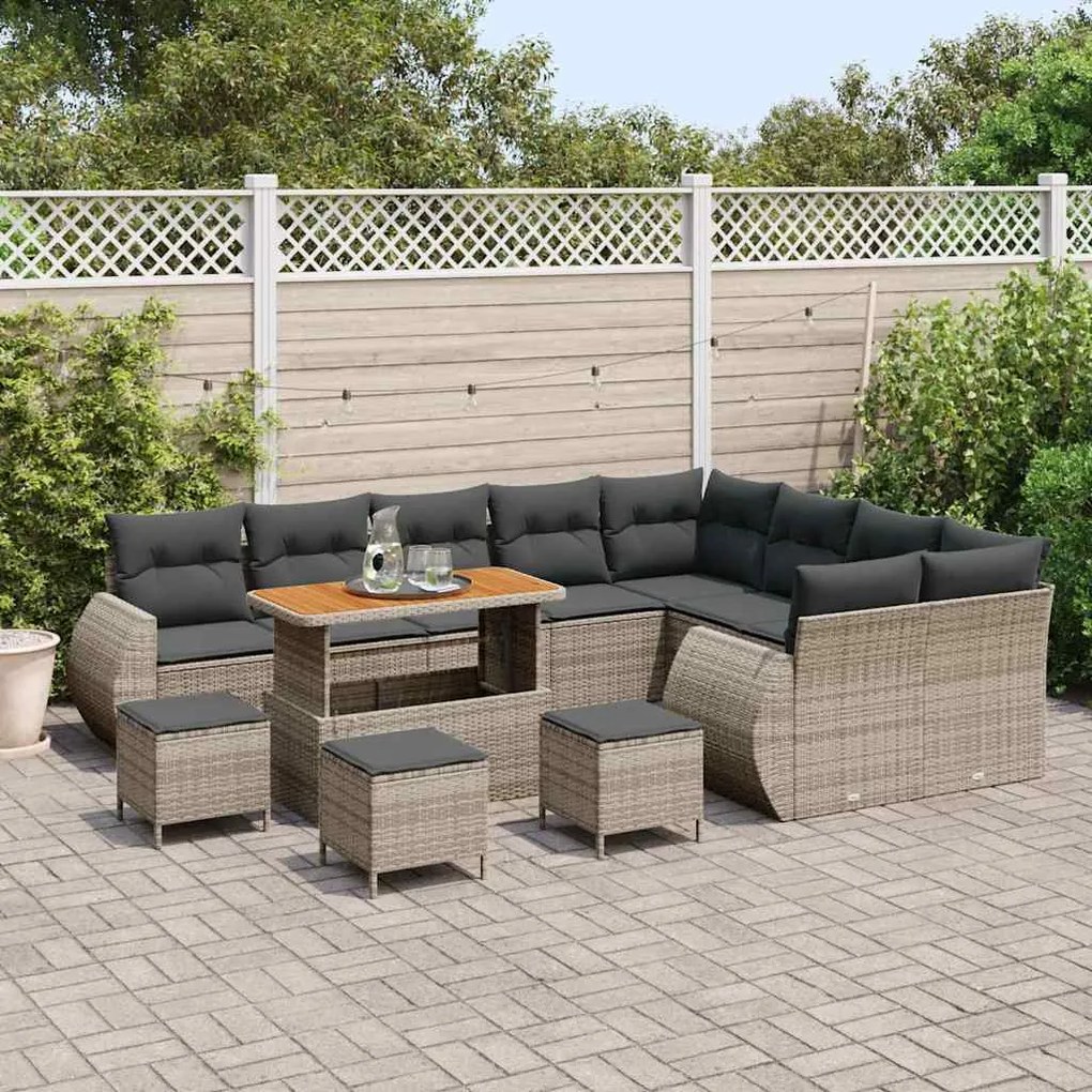 vidaXL Σετ Καναπέ Κήπου με μαξιλάρι 13 pcs Γκρι 110 x 55 x 71 εκ