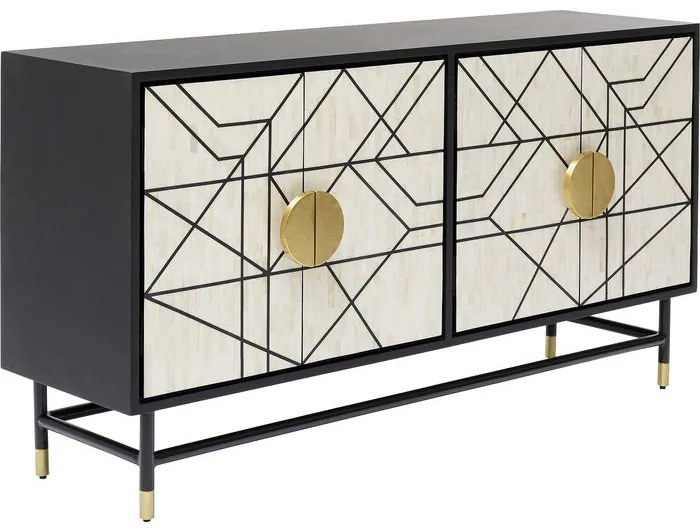 Μπουφές Credenza Μαύρο 150x40x80εκ - Μαύρο