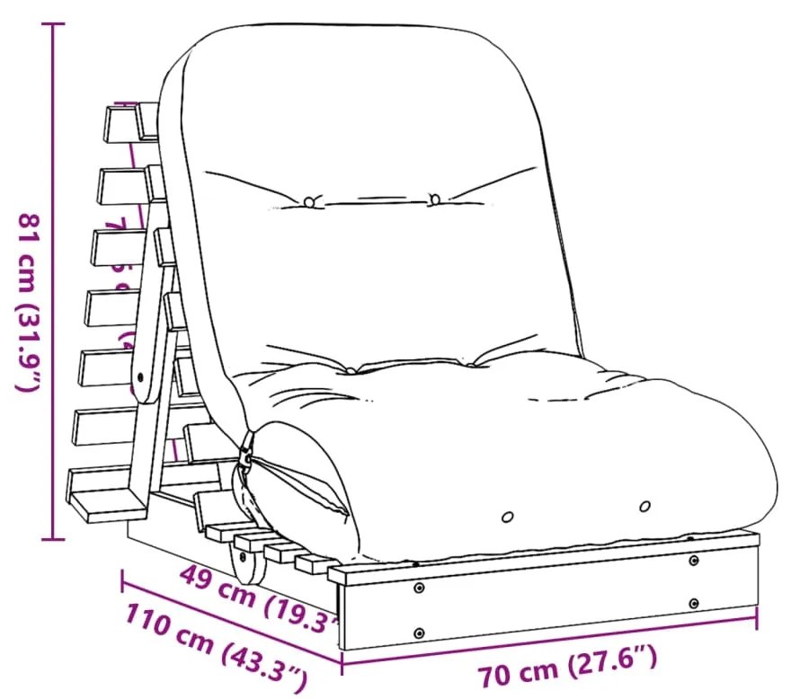 ΚΑΝΑΠΕΣ ΚΡΕΒΑΤΙ FUTON/ΣΤΡΩΜΑ 70X206X11 ΕΜΠΟΤΙΣΜΕΝΟ ΞΥΛΟ ΠΕΥΚΟΥ 846755