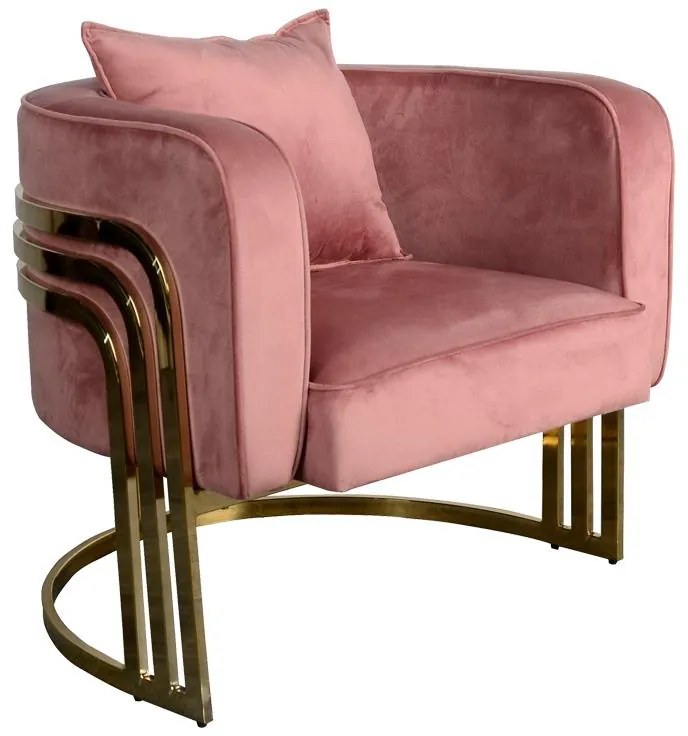 Πολυθρόνα Roblu χρυσό μέταλλο και βελούδο σε απόχρωση σάπιο μήλο 72x77.4x70εκ 72x77.4x70 εκ.