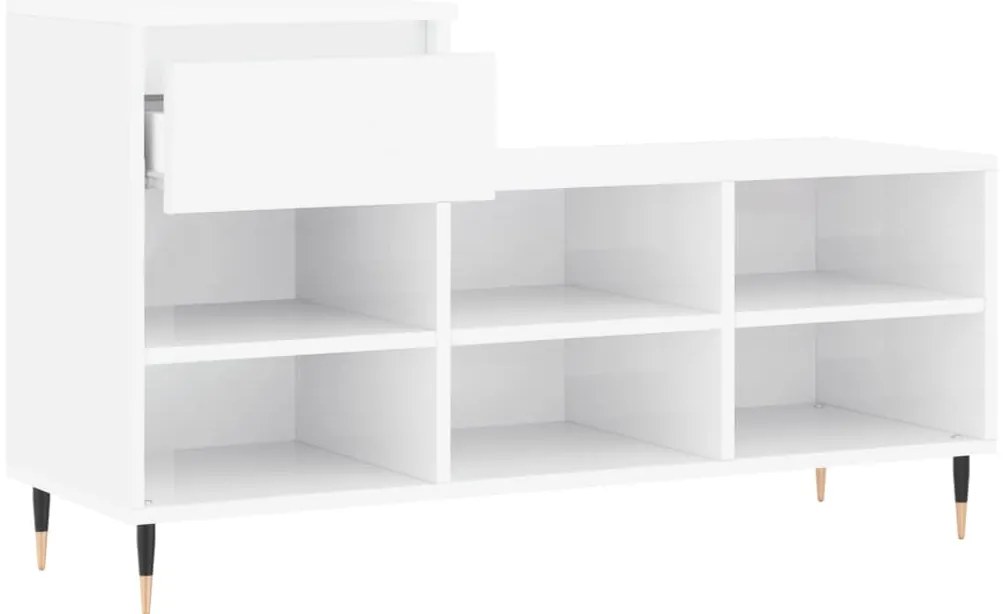 vidaXL Παπουτσοθήκη Γυαλιστερό Λευκό 102x36x60 εκ. Επεξεργασμένο Ξύλο