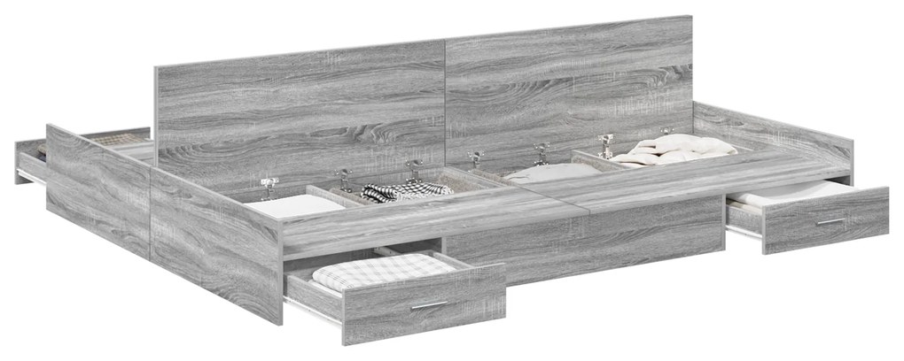 vidaXL Κρεβάτι με αποθηκευτικό χώρο Γκρι sonoma 140 x 190 cm